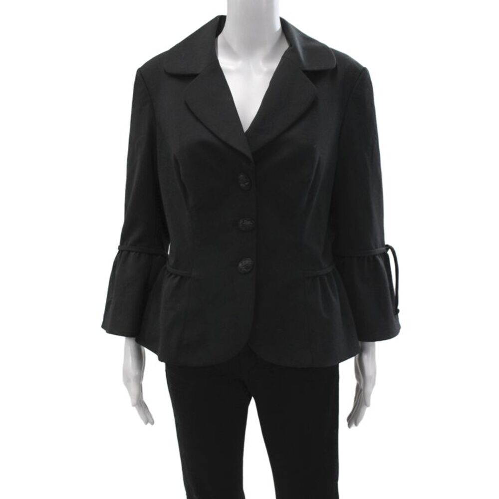 Yoana Baraschi Womens Basic Jacket Black Button Long Sleeve Size 12